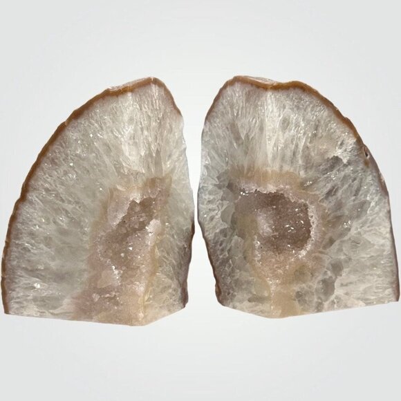 Agate Crystal bookends with Geode Center, Natural stone, Bookshelf Decor (DF) - Picture 5 of 12